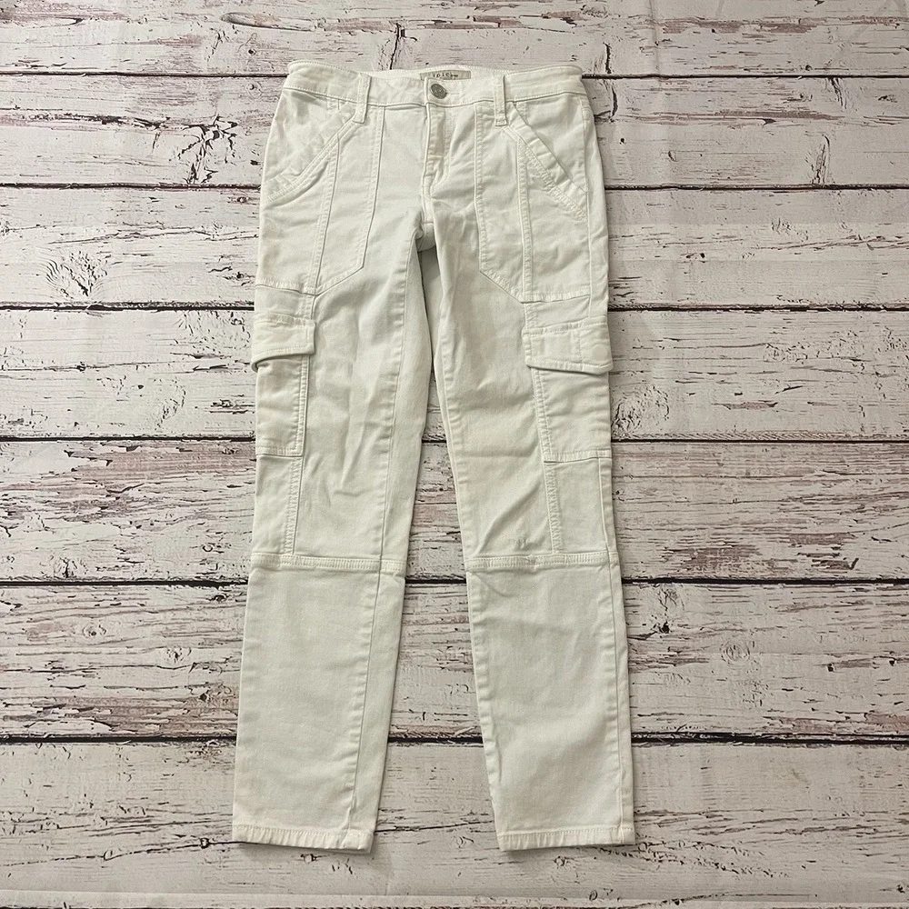 JOIE Women's 27 Okana Cargo Skinny Ankle‎ Crop Soft White Utility Pant Jeans